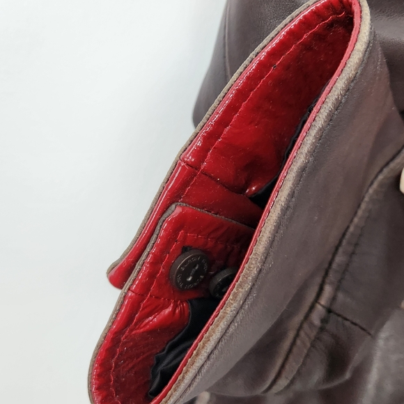 Tory Burch Dark Brown Leather Jacket with Red Accents - Picture 5 of 16
